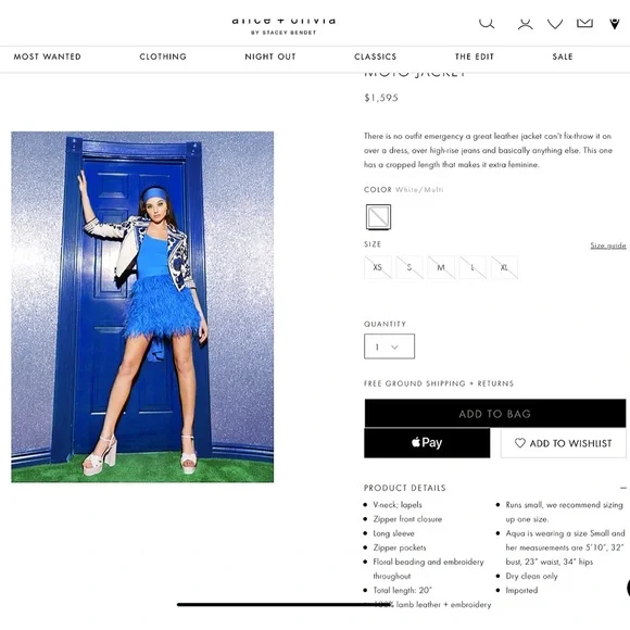 Alice + Olivia Cody Embroidered Floral Embellished Leather Moto Jacket - Picture 3 of 16